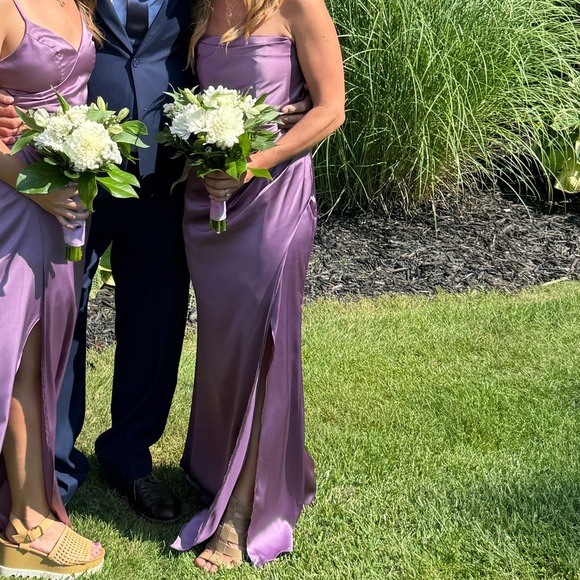 Azazie Strapless Satin Dress in Purple - Picture 7 of 9